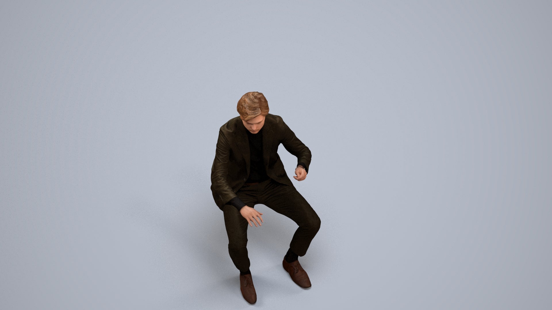 3D scanned man business, photorealistic archviz people for Enscape and SketchUp, back view render