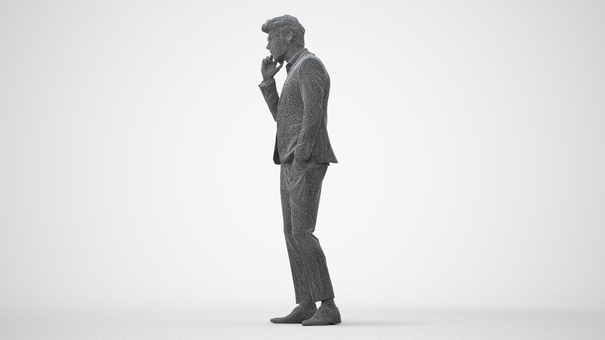 3D human model man business, photogrammetry scanned person for archviz, square thumbnail