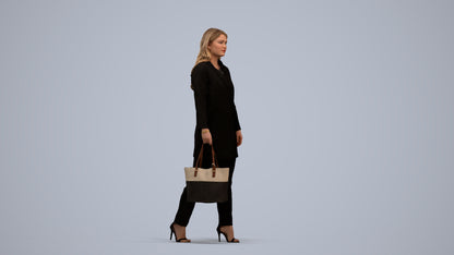 realistic 3D woman casual walking, scanned archviz people for Blender and 3ds Max, standing pose render
