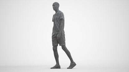 3D people model man casual walking, scanned human for 3ds Max rendering, three-quarter front view render