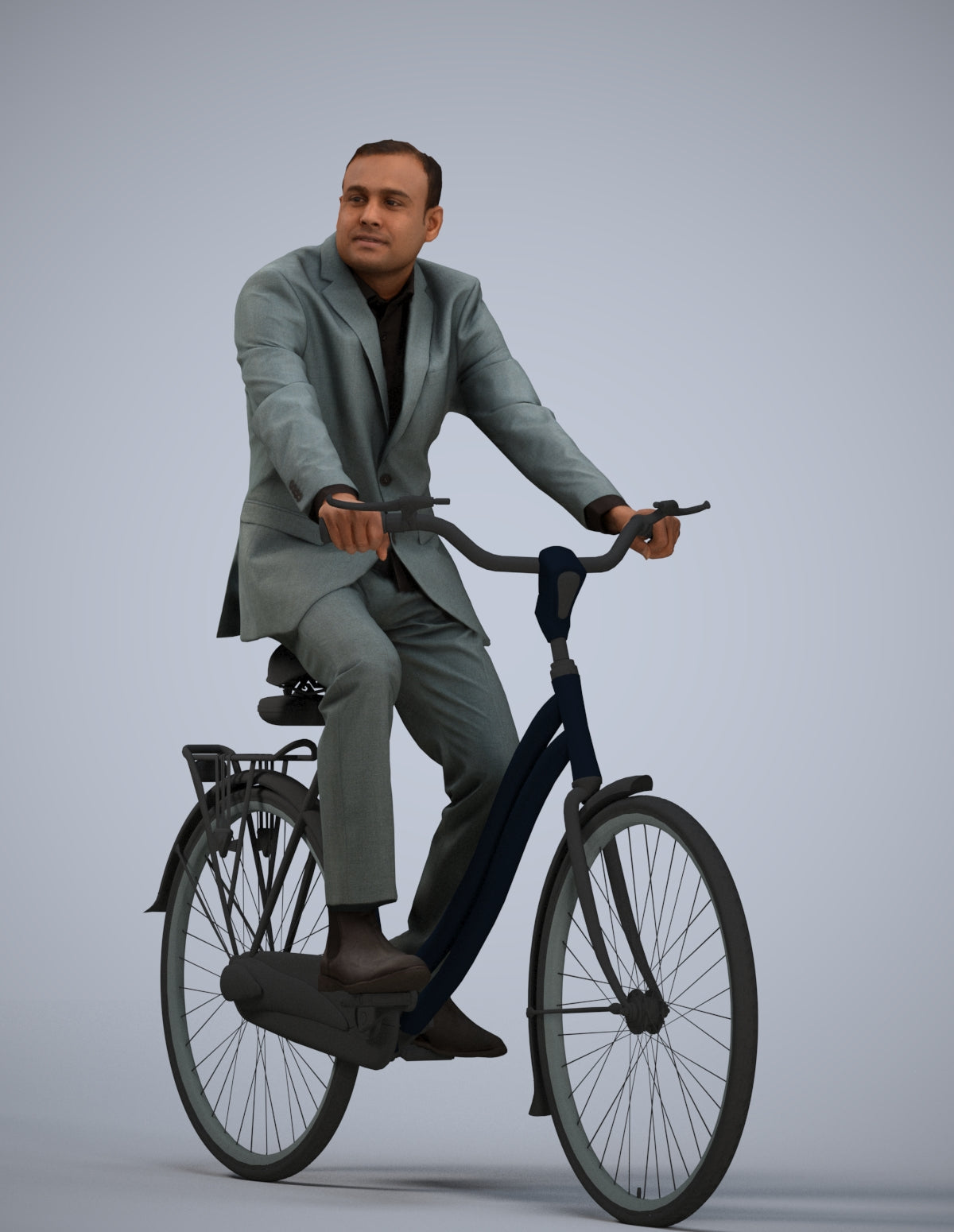 3D people model man business cycling, scanned human for 3ds Max rendering