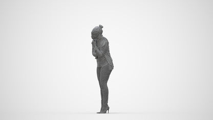 photogrammetry 3D woman business standing, realistic human model archviz FBX, wireframe back view