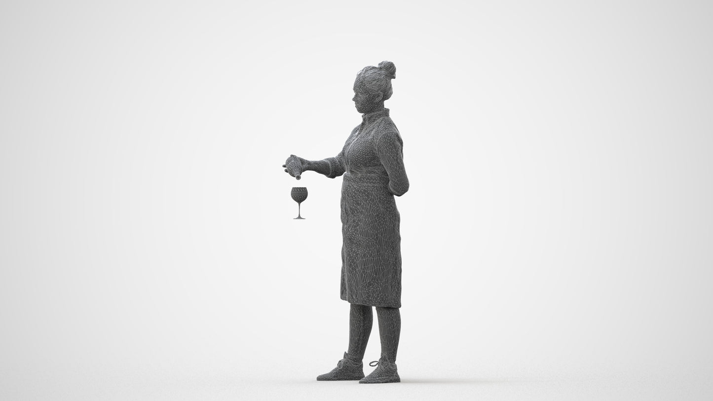 scanned 3D woman casual hospitality, photogrammetry people for Enscape and V-Ray, square thumbnail