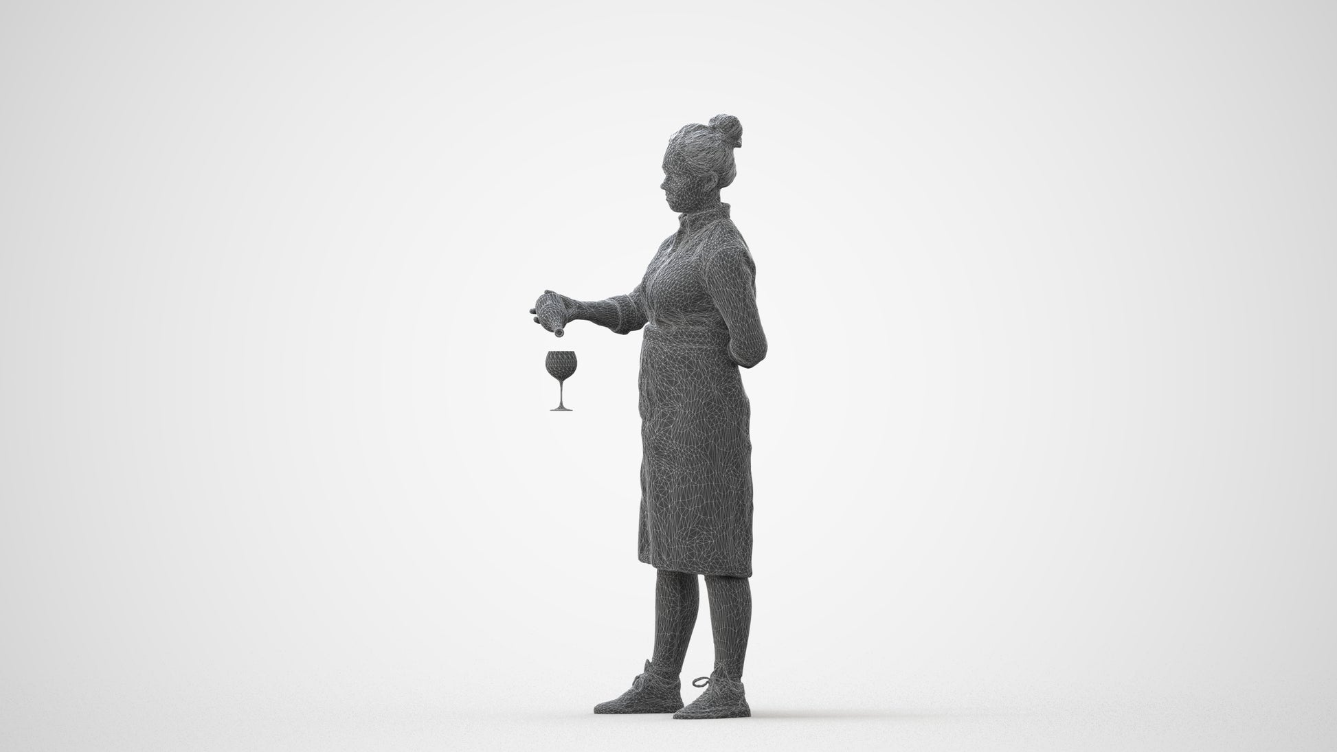 scanned 3D woman casual hospitality, photogrammetry people for Enscape and V-Ray, square thumbnail