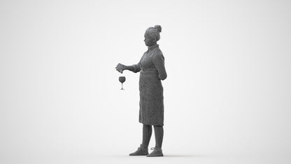 scanned 3D woman casual hospitality, photogrammetry people for Enscape and V-Ray, square thumbnail