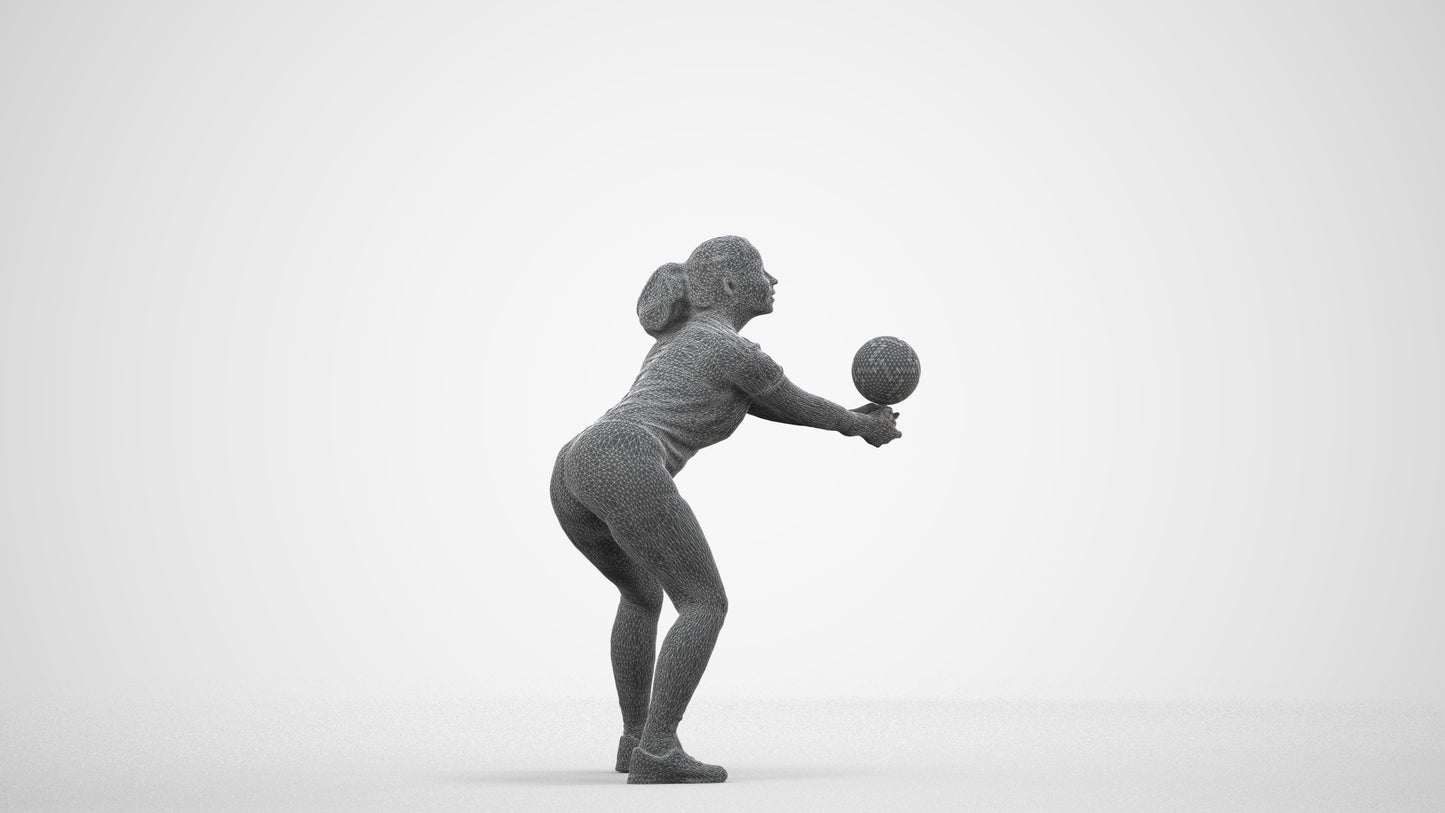 3D scanned woman sport, photorealistic archviz people for Enscape and SketchUp, wireframe side view