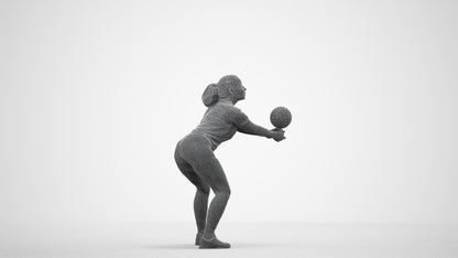 3D scanned woman sport, photorealistic archviz people for Enscape and SketchUp, wireframe side view