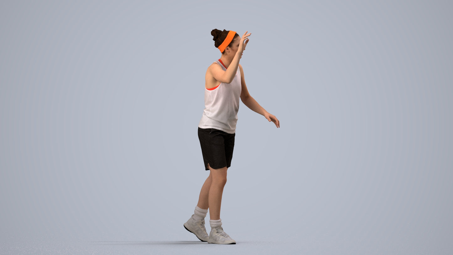 realistic 3D woman sport, scanned archviz people for Blender and 3ds Max, side view render