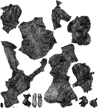 3D scanned man sitting casual, photorealistic archviz people for Enscape and SketchUp, wireframe top-down view