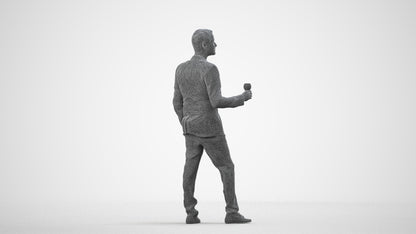 3D people model man formal formalaffairs, scanned human for 3ds Max rendering, wireframe side view