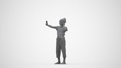 3D people model girl kids, scanned human for 3ds Max rendering, wireframe back view