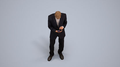 realistic 3D human man business, archviz people FBX OBJ for Blender, back view render
