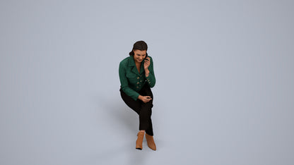realistic 3D human woman business sitting, archviz people FBX OBJ for Blender, back view render
