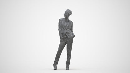 3D scanned woman business, photorealistic archviz people for Enscape and SketchUp, three-quarter front view render