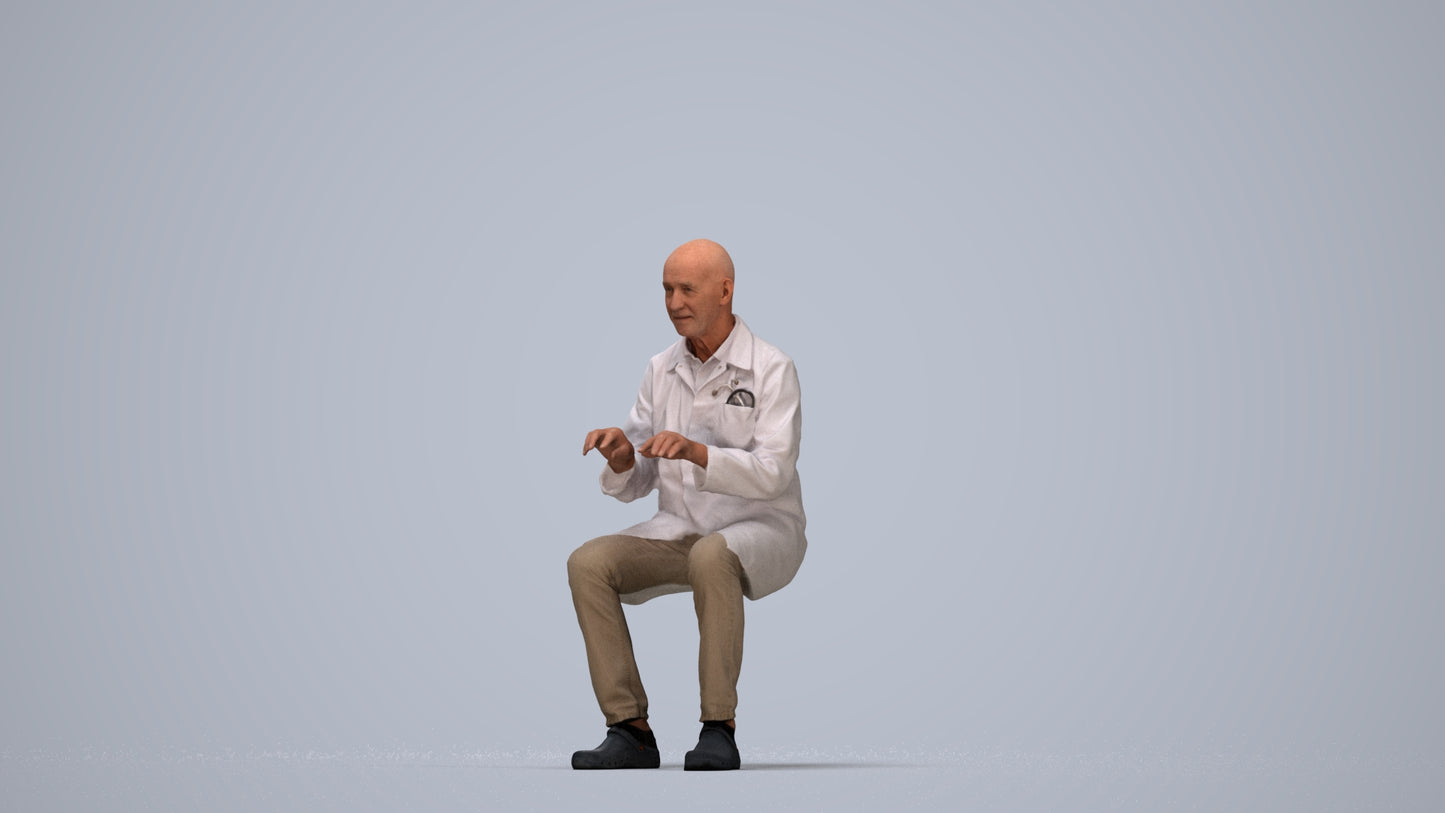 scanned 3D senior man medical, photogrammetry people for Enscape and V-Ray, top-down view render