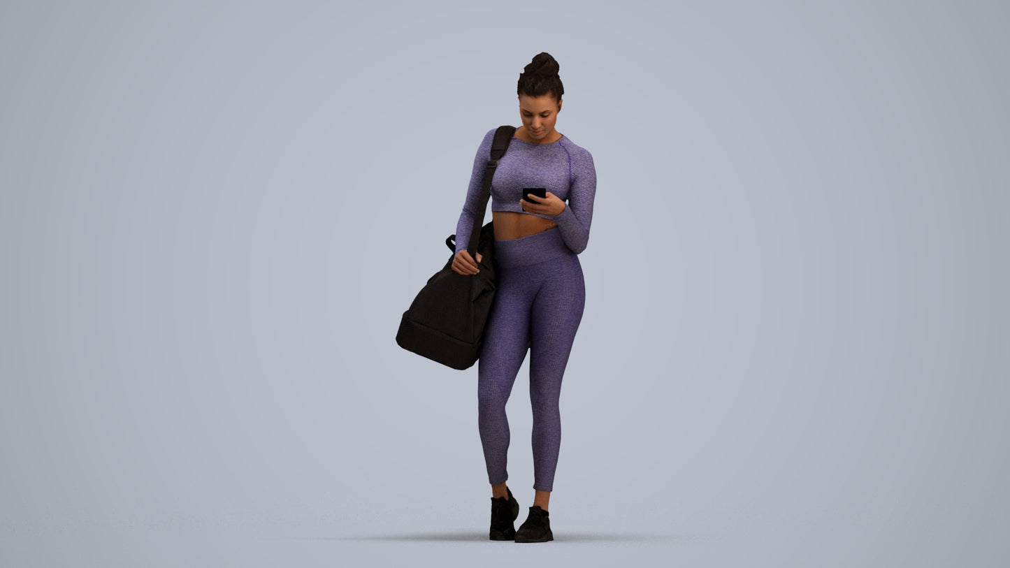 realistic 3D human woman sport, archviz people FBX OBJ for Blender, standing pose render