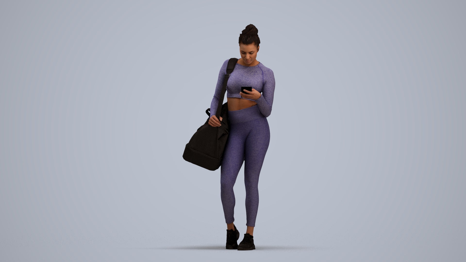 realistic 3D human woman sport, archviz people FBX OBJ for Blender, standing pose render