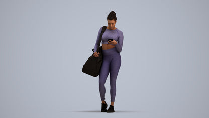 realistic 3D human woman sport, archviz people FBX OBJ for Blender, standing pose render