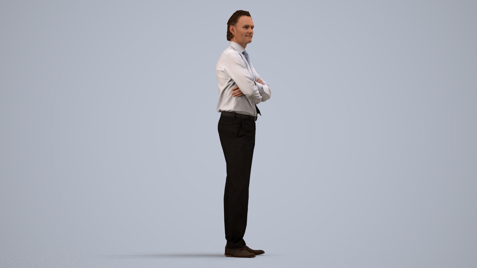 realistic 3D people man business, render-ready for V-Ray and Corona, FBX OBJ, side view render