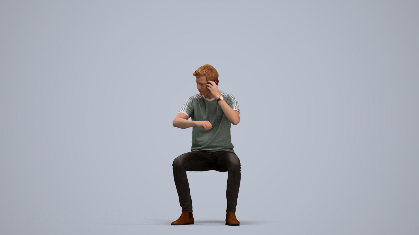 3D people model man casual couple, scanned human for 3ds Max rendering, standing pose render