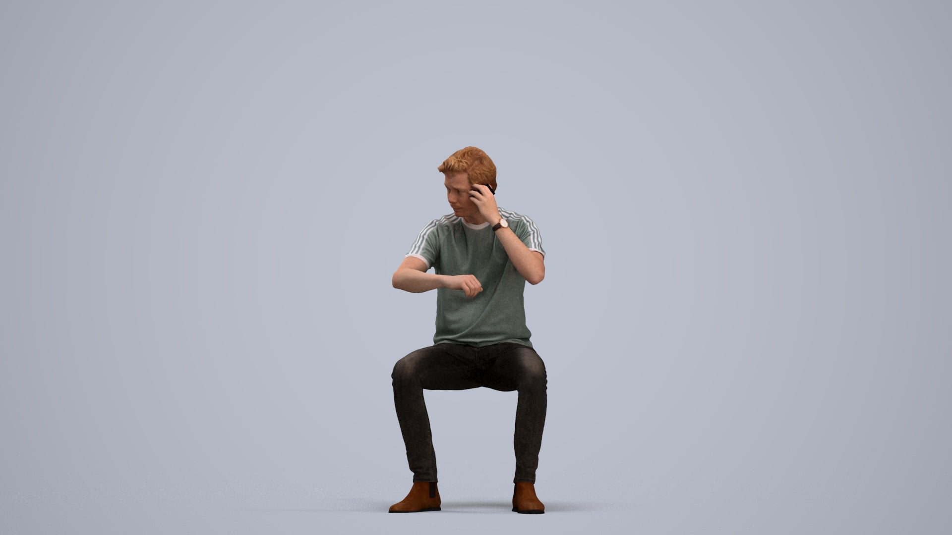 3D people model man casual couple, scanned human for 3ds Max rendering, standing pose render