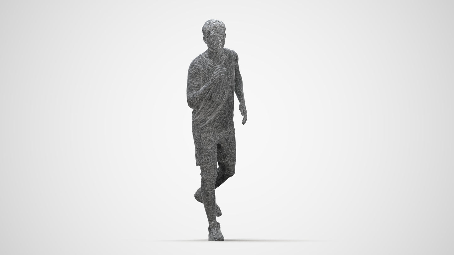 3D people model man sport, scanned human for 3ds Max rendering, wireframe back view