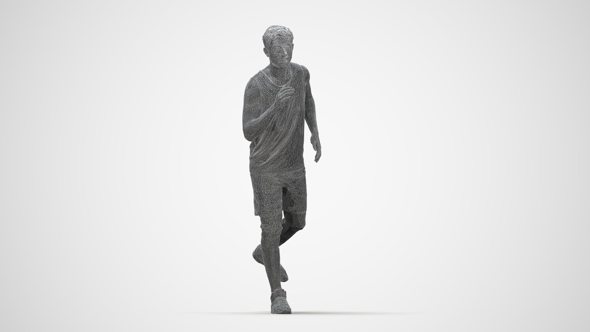 3D people model man sport, scanned human for 3ds Max rendering, wireframe back view