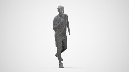 3D people model man sport, scanned human for 3ds Max rendering, wireframe back view