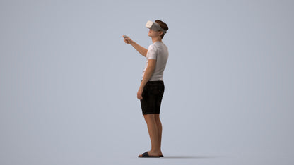 photogrammetry 3D boy casual kids, realistic human model archviz FBX, three-quarter view render