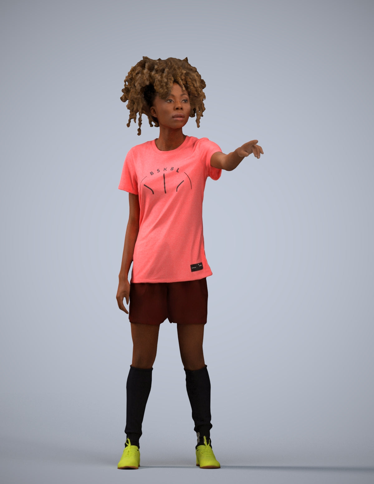 3D human model woman sport, photogrammetry scanned person for archviz