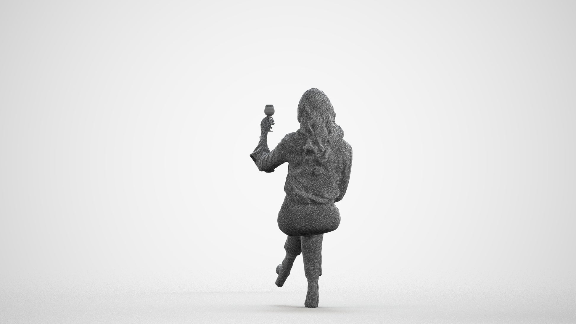 realistic 3D people woman casual formalaffairs, render-ready for V-Ray and Corona, FBX OBJ, wireframe front view