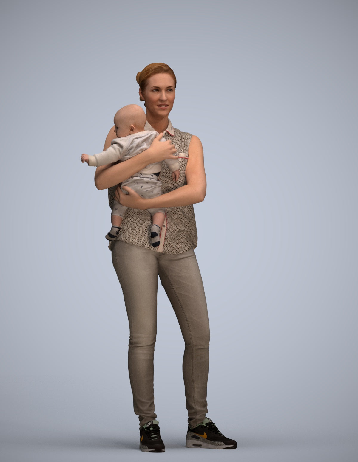 realistic 3D people woman casual kids, render-ready for V-Ray and Corona, FBX OBJ