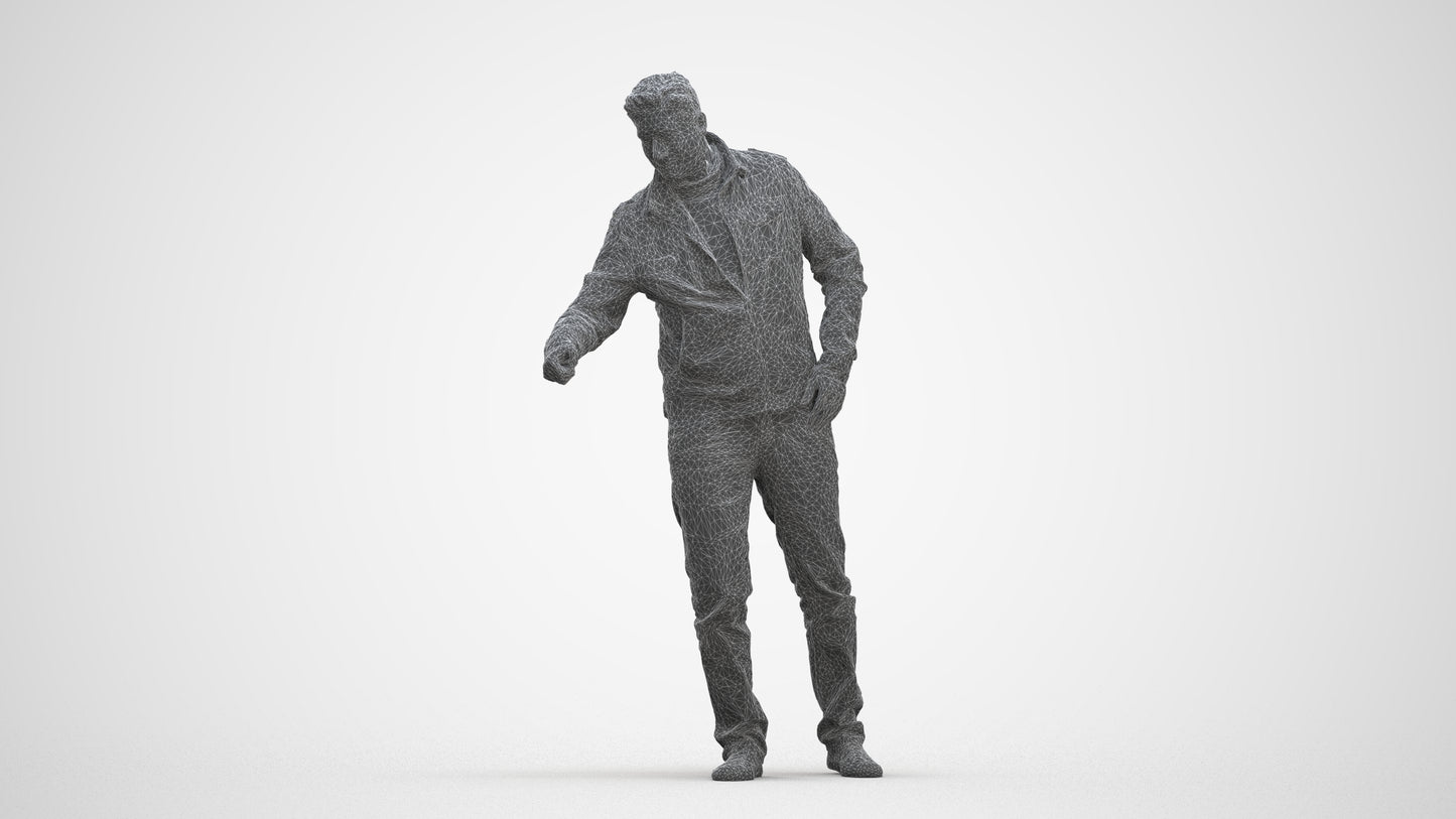 realistic 3D human man casual door, archviz people FBX OBJ for Blender, three-quarter front view render