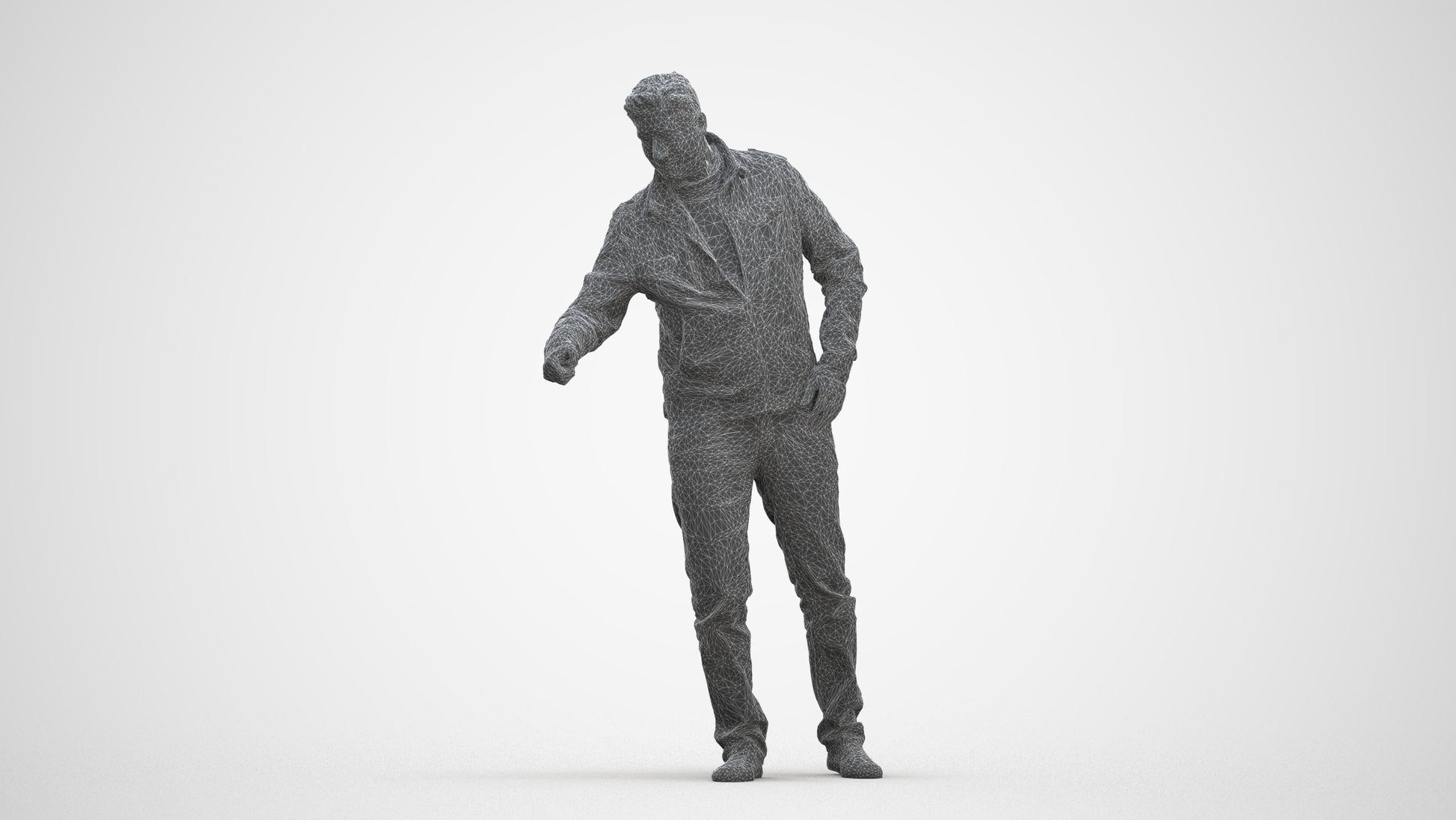 realistic 3D human man casual door, archviz people FBX OBJ for Blender, three-quarter front view render
