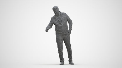 realistic 3D human man casual door, archviz people FBX OBJ for Blender, three-quarter front view render