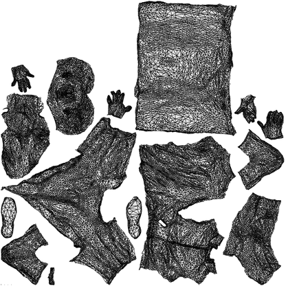3D human model man hospitality, photogrammetry scanned person for archviz, wireframe top-down view