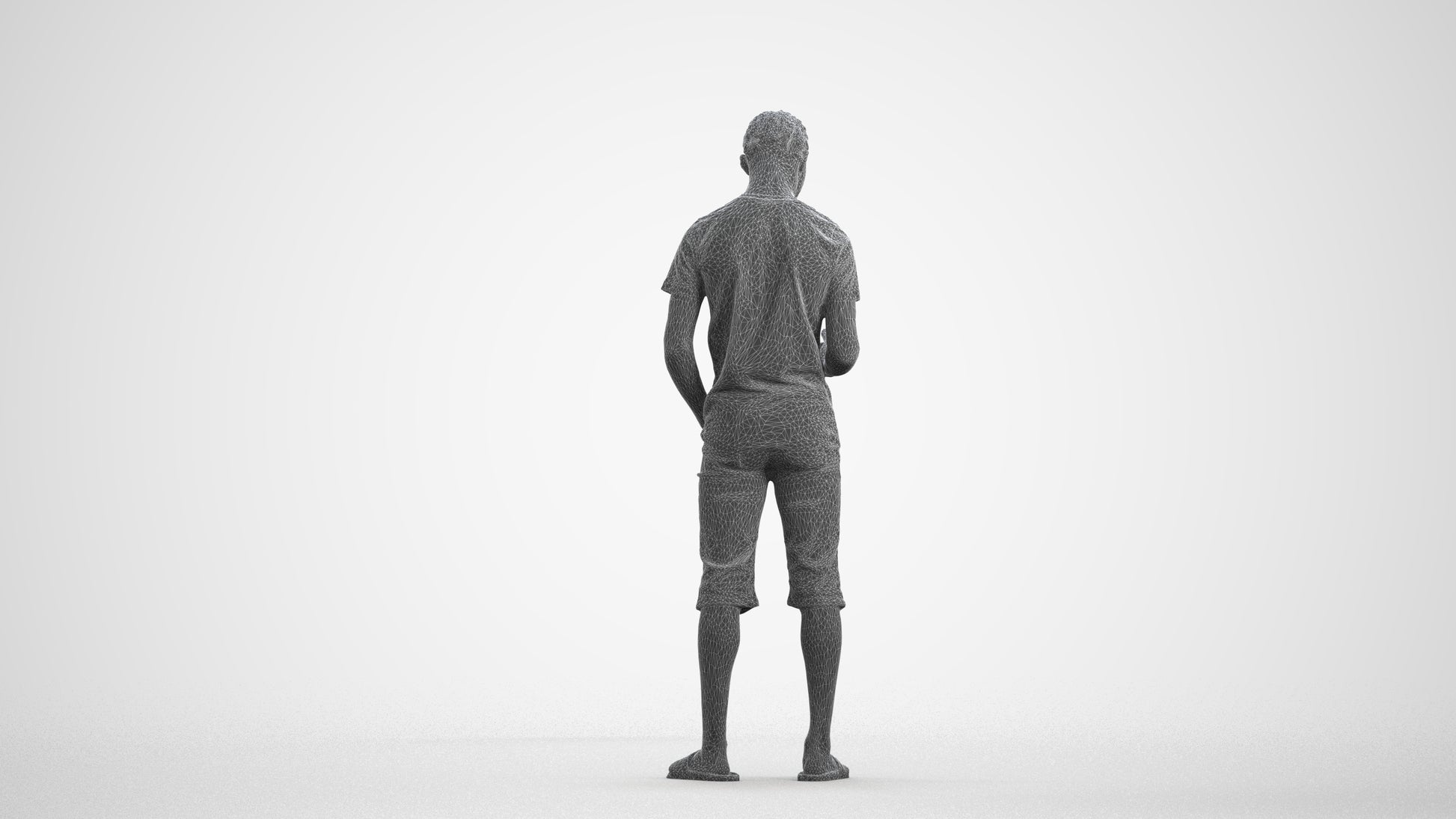scanned 3D boy casual kids, photogrammetry people for Enscape and V-Ray, wireframe front view