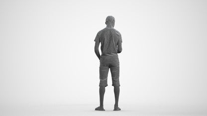 scanned 3D boy casual kids, photogrammetry people for Enscape and V-Ray, wireframe front view