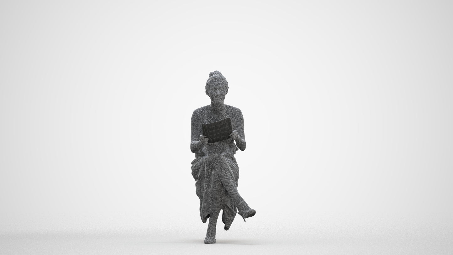 scanned 3D woman formal formalaffairs, photogrammetry people for Enscape and V-Ray, three-quarter front view render