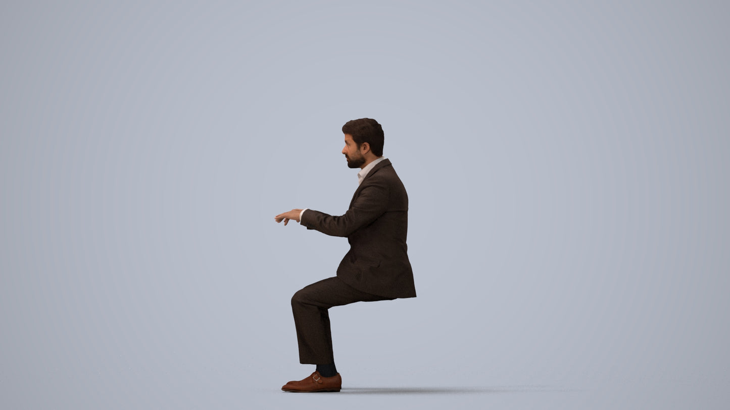 scanned 3D man business, photogrammetry people for Enscape and V-Ray, three-quarter view render