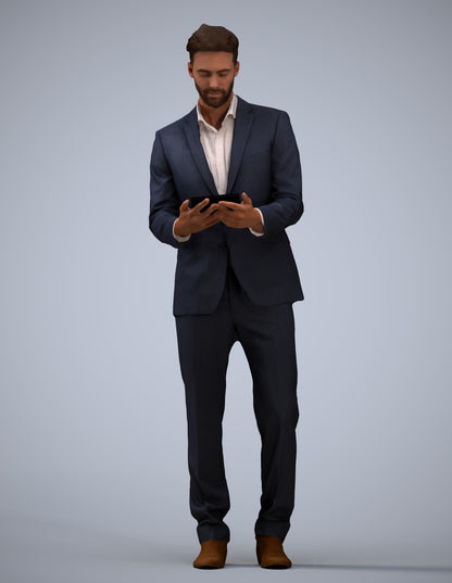 realistic 3D human man business, archviz people FBX OBJ for Blender