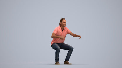 scanned 3D man casual sitting, photogrammetry people for Enscape and V-Ray, standing pose render