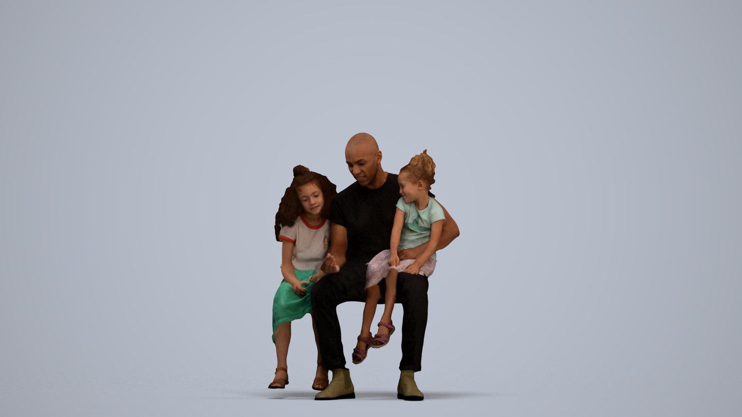 realistic 3D girl casual kids, scanned archviz people for Blender and 3ds Max, standing pose render
