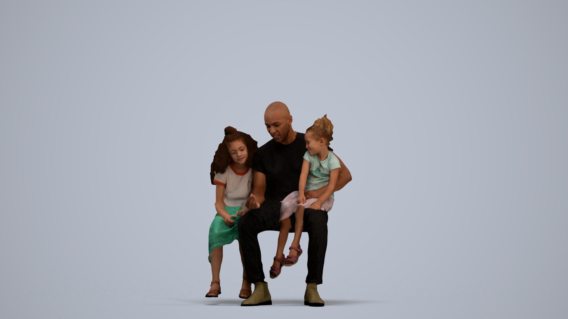 realistic 3D girl casual kids, scanned archviz people for Blender and 3ds Max, standing pose render