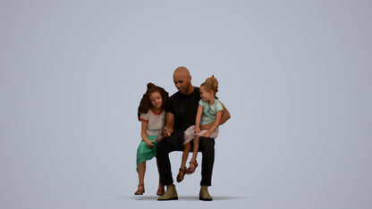 realistic 3D girl casual kids, scanned archviz people for Blender and 3ds Max, standing pose render