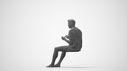 3D scanned man sitting casual, photorealistic archviz people for Enscape and SketchUp, square thumbnail