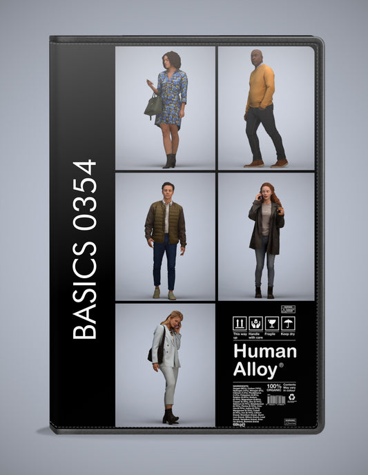 3D people models walking bundle, 5 scanned humans for 3ds Max rendering