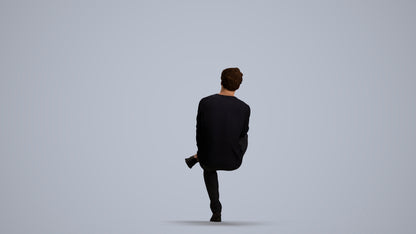 3D people model man casual sitting, scanned human for 3ds Max rendering, front view render