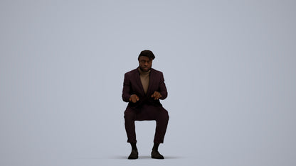 3D people model man business, scanned human for 3ds Max rendering, standing pose render