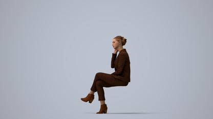realistic 3D human woman business, archviz people FBX OBJ for Blender, three-quarter view render